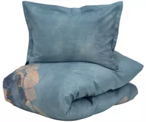 10: Turiform sengetøj - 140x220 cm - September blå - Blomstret sengetøj - 100% Bomuldssatin sengesæt